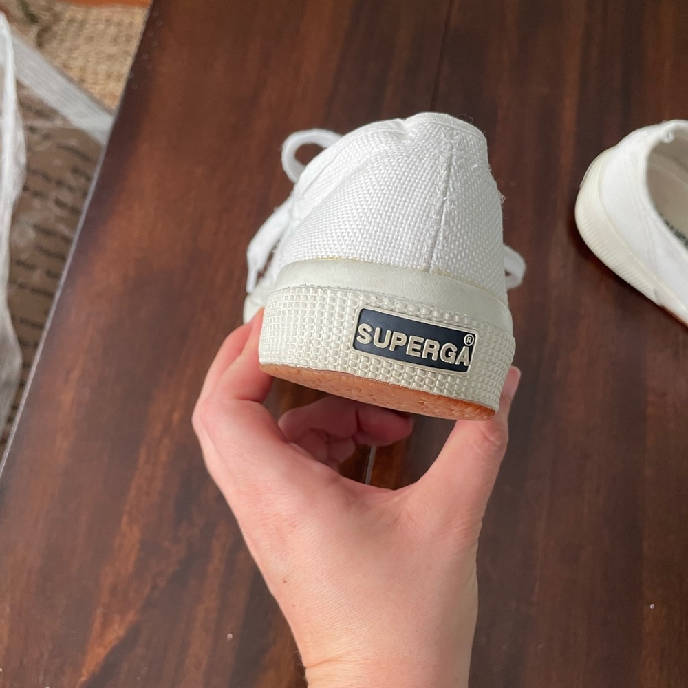 Superga Women’s White canvas sneakers sz 37.5 - Picture 4 of 8